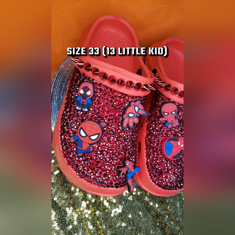 Bedazzled clogs with Spiderman Eur 33/US SIZE 13 little kids